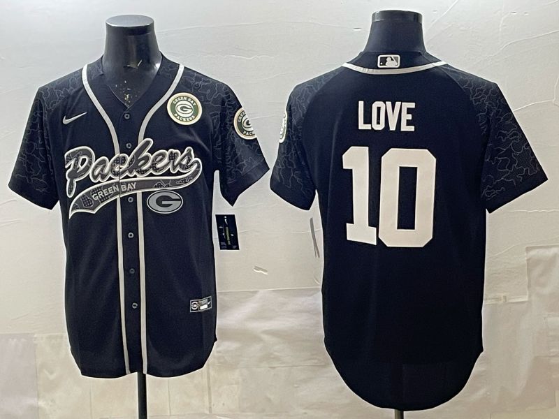 Men 2025 Green Bay Packers #10 Love Black Joint Name Nike Limited NFL Jersey style 002